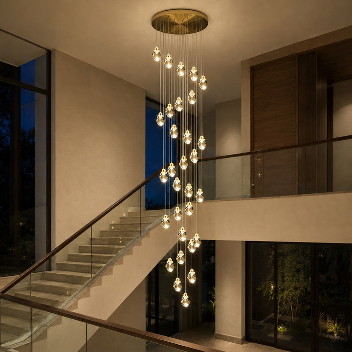 Modern Crystal Chandelier Adjustable Hanging Light Fixture LED for Living Room 3 to 35 Heads