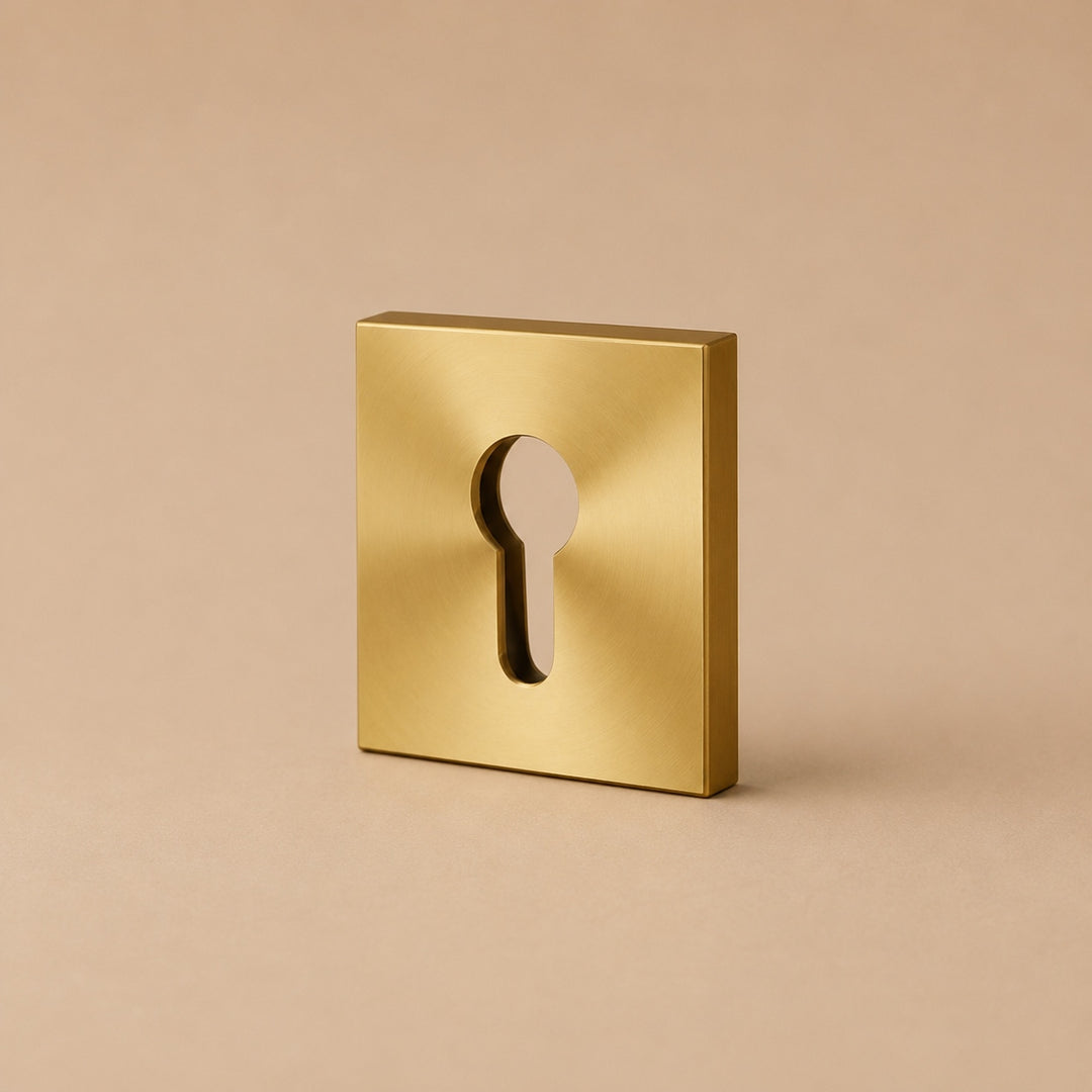 Modern Brass Door Handle Set with Knurled Grip and Circular Base for Internal Doors