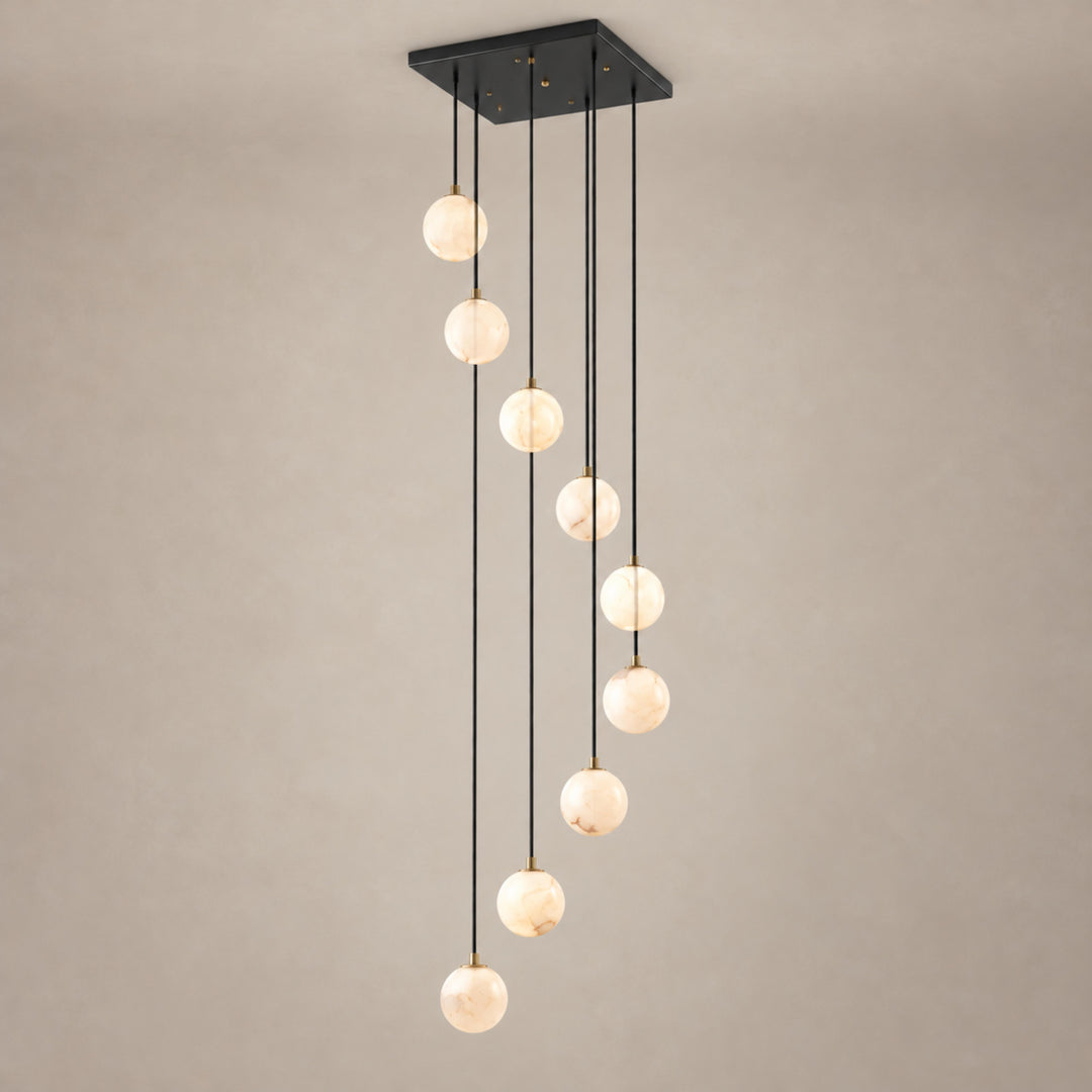 Modern Cluster Chandelier Light Wall Mounted Alabaster Glass LED Dimmable Fixture