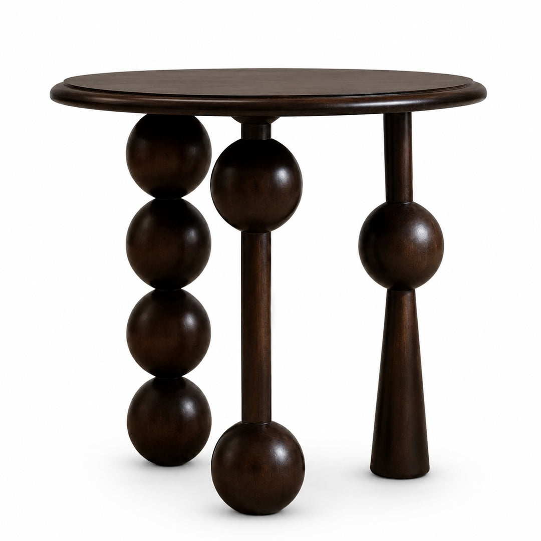 French Retro Style Round Side Table Solid Wood Compact Design for Living Room or Bedroom