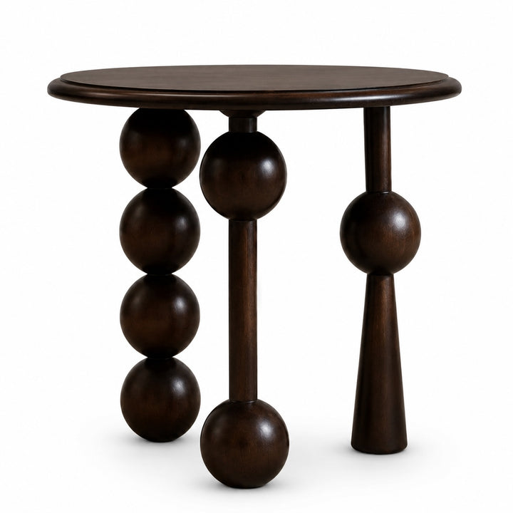 French Retro Style Round Side Table Solid Wood Compact Design for Living Room or Bedroom