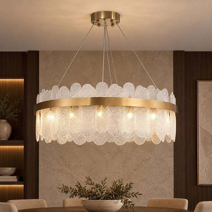 Modern Chandelier Light Adjustable Hanging Metal Frame with Clear Glass 14 Light Source G9 LED Compatible