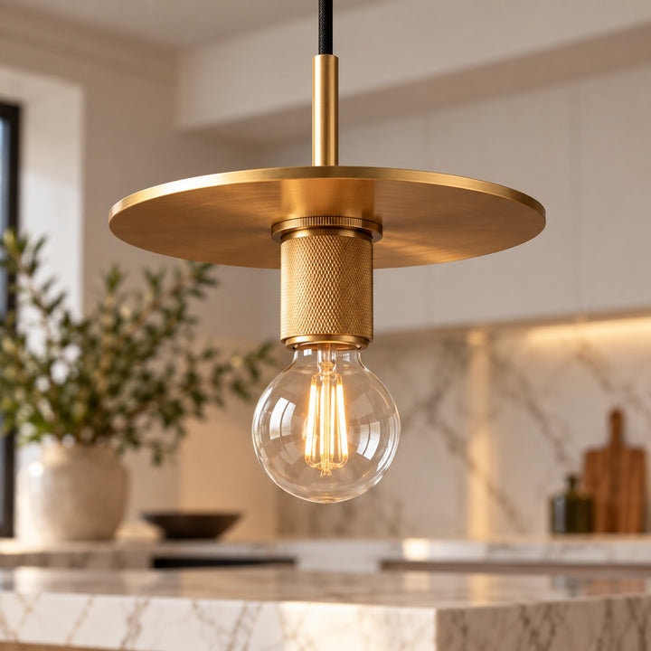 Modern 18cm Copper Disc Pendant Light with E27 Bulb – Minimalist Ceiling Light