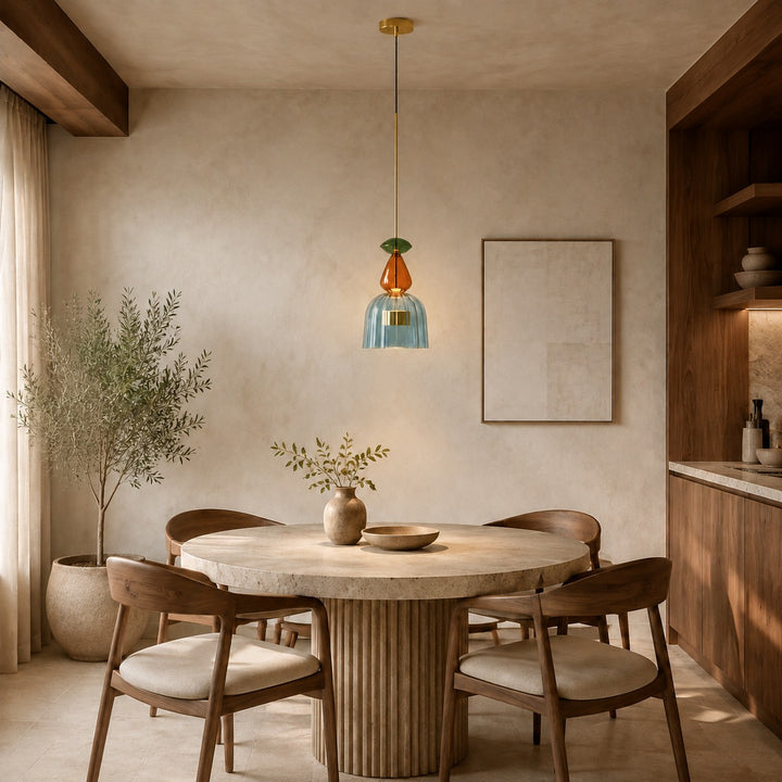 Modern Glass Pendant Light Adjustable Height Hanging Fixture LED for Kitchen Dining