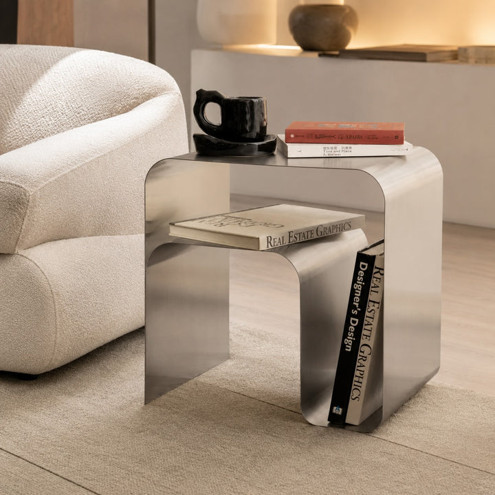 Modern Minimalist Side Table Stainless Steel Compact Design Versatile Bedside Table