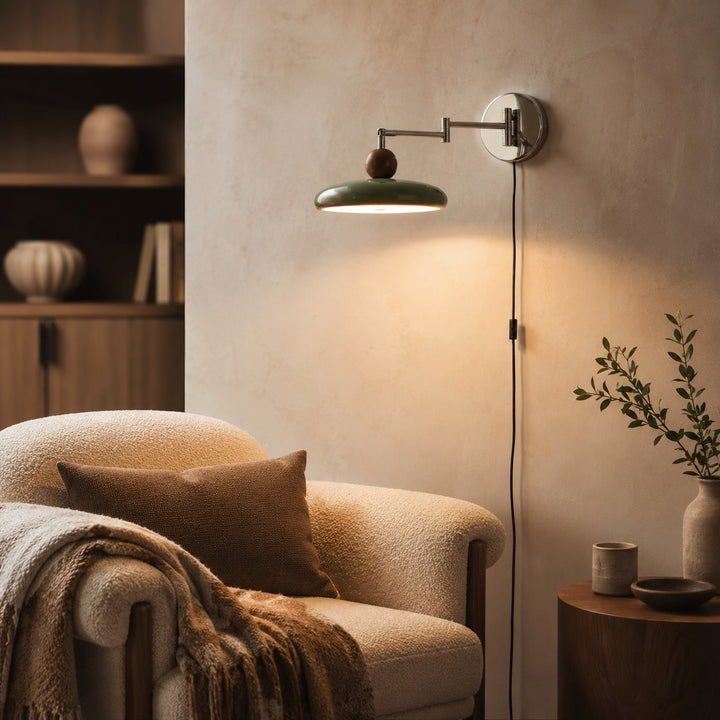 Modern Wall Sconce Lighting with Adjustable Arm and Metal Shade for Versatile Plug-in Use