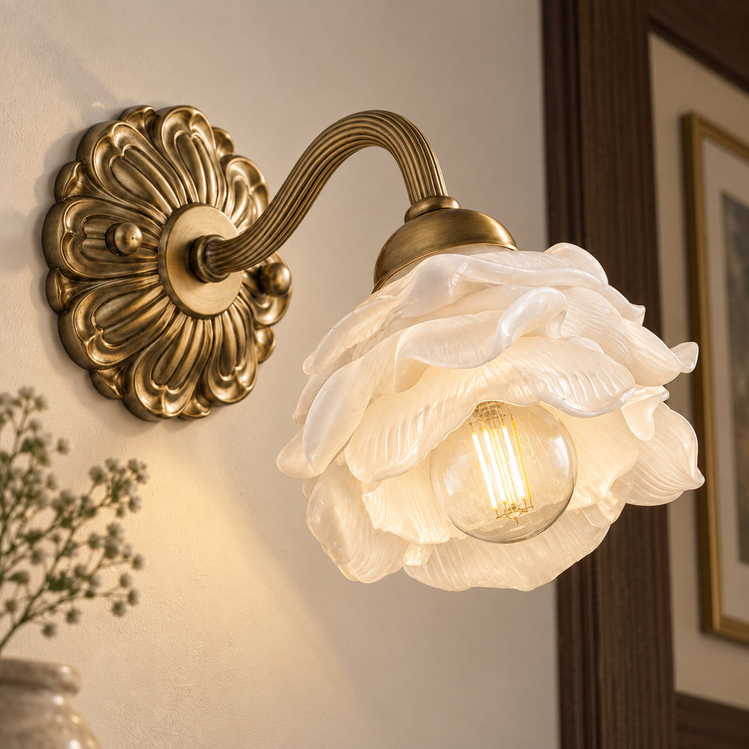 Modern Brass Wall Light Wall Mounted Adjustable Glass Shade LED Compatible