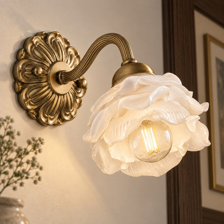 Modern Brass Wall Light Wall Mounted Adjustable Glass Shade LED Compatible