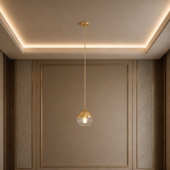 Modern Glass Pendant Light Adjustable Hanging LED with Metallic Gradient Finish