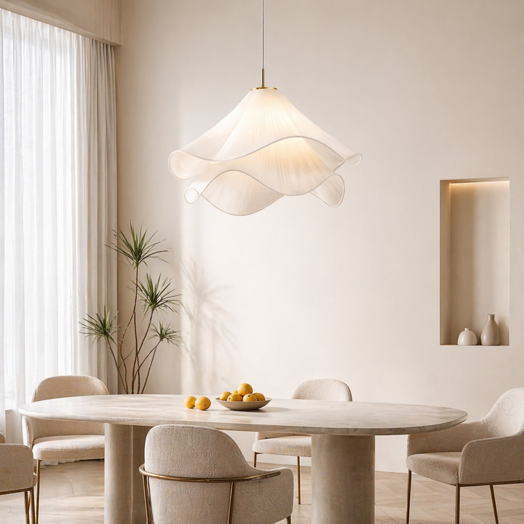 Modern Japandi Fabric Shade Pendant Light