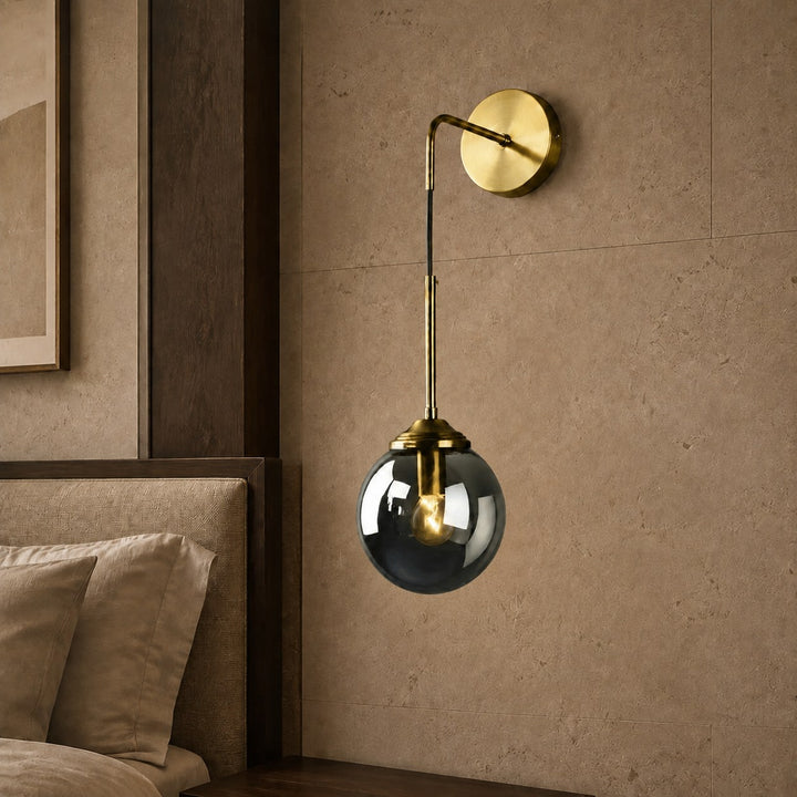 Modern Minimalist Wall Sconce Lighting Wall Mounted Glass Shade Metal Detailing LED Compatible