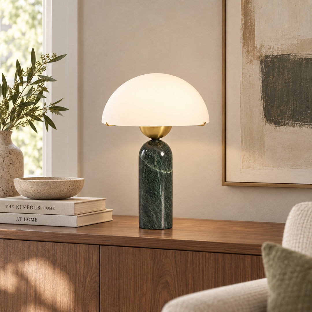Modern Adjustable Table Lamp with Alabaster Shade and LED Compatibility for Bedroom or Desk Use