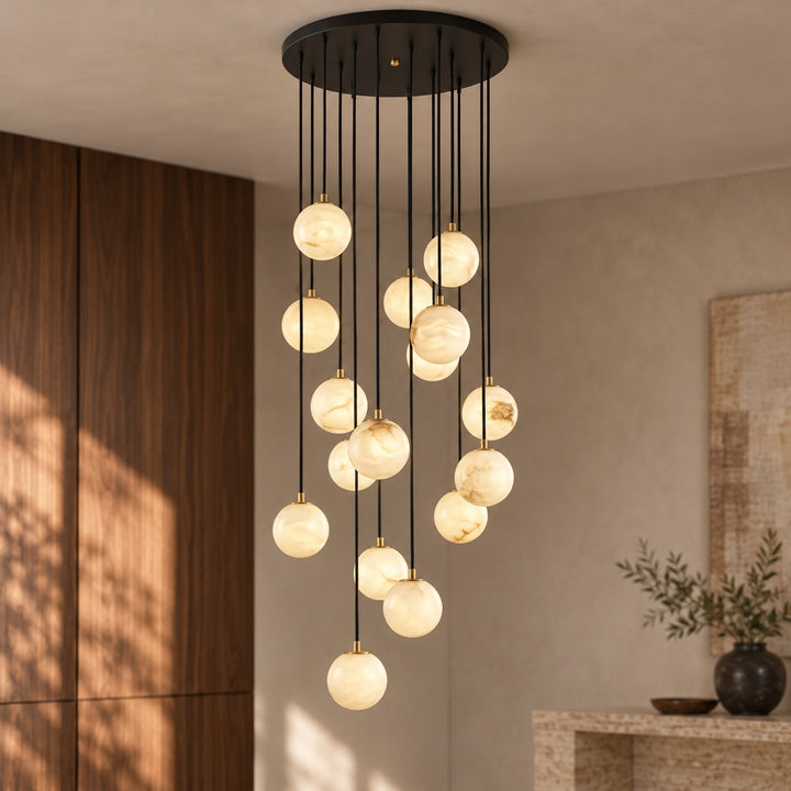 Modern Cluster Chandelier Light Wall Mounted Alabaster Glass LED Dimmable Fixture