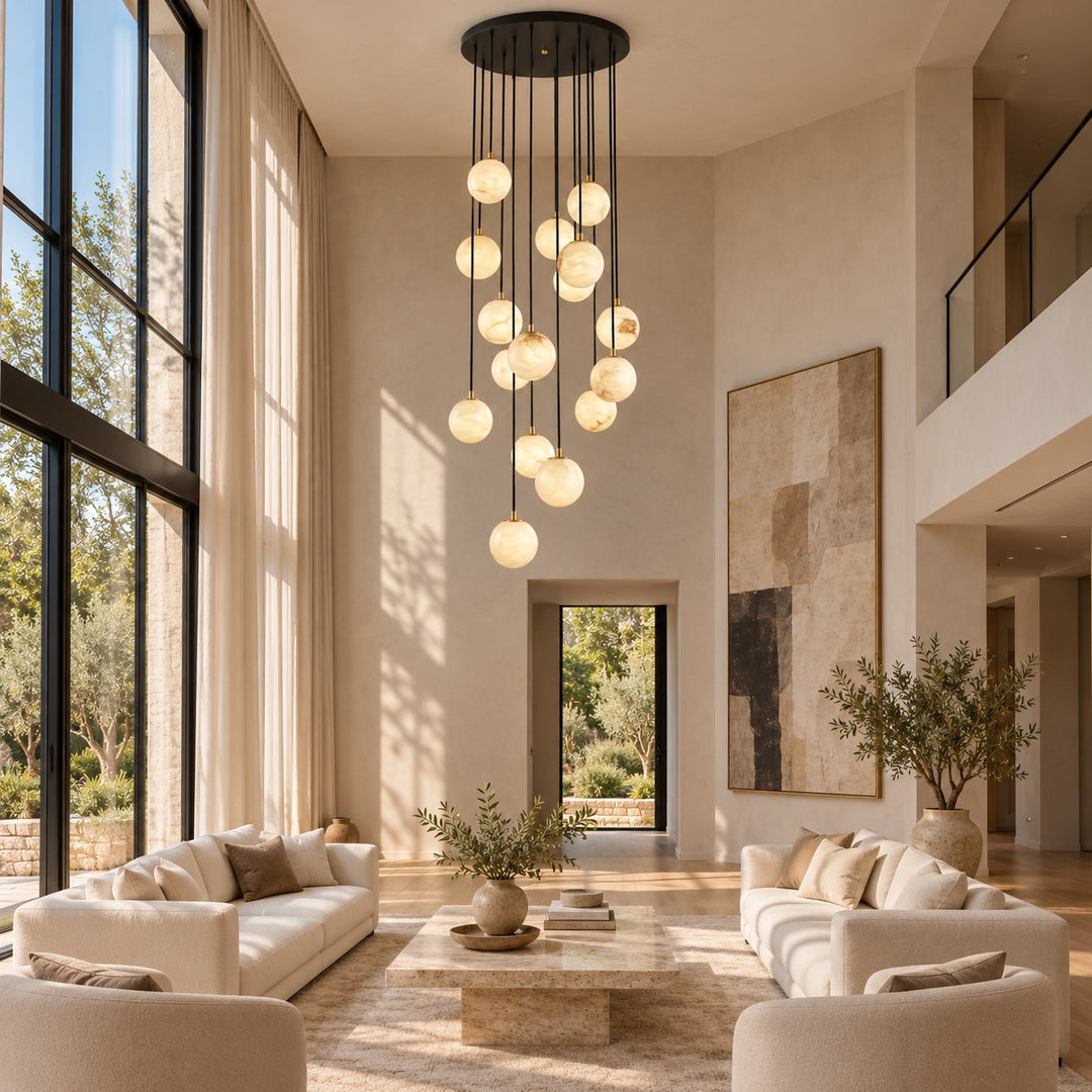 Modern Cluster Chandelier Light Wall Mounted Alabaster Glass LED Dimmable Fixture