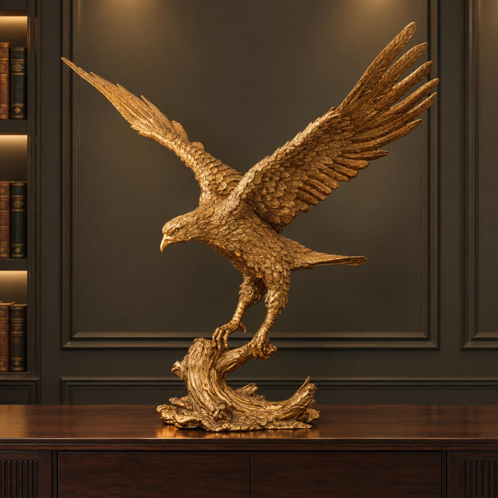 Modern Brass Eagle Sculpture Decorative Art Piece 60cm Height Durable Home Office Display