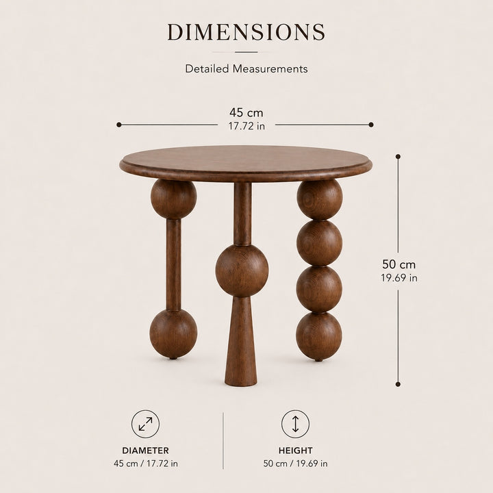 French Retro Style Round Side Table Solid Wood Compact Design for Living Room or Bedroom