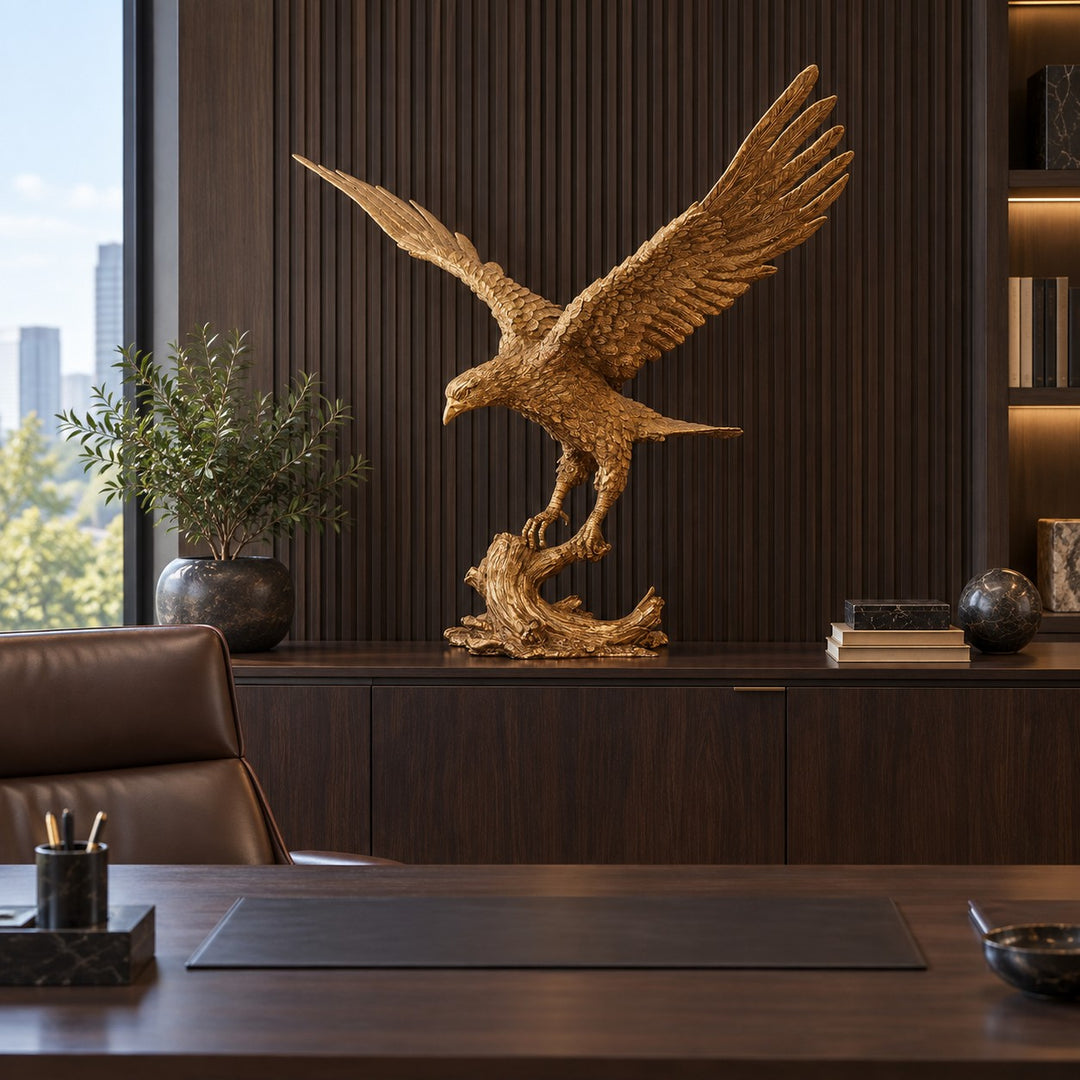Modern Brass Eagle Sculpture Decorative Art Piece 60cm Height Durable Home Office Display