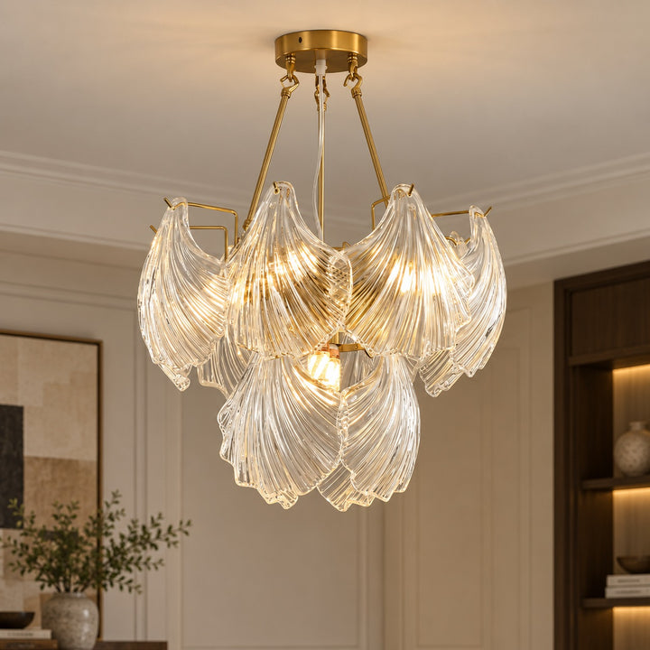 Modern Adjustable Ceiling Light Clear Glass LED Flush Mount Fixture 12 Inch Diameter