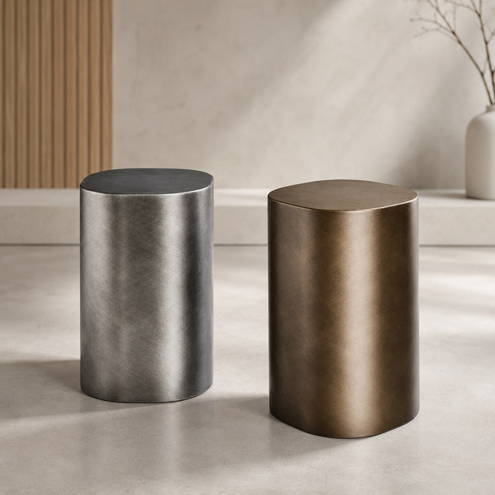 Contemporary Small Side Table with Irregular Top and Hand-Brushed Steel Finish for Versatile Spaces