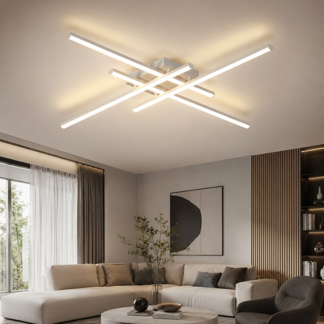Modern Minimalist Ceiling Light Long Strip LED Adjustable Color Temperature Iron Acrylic