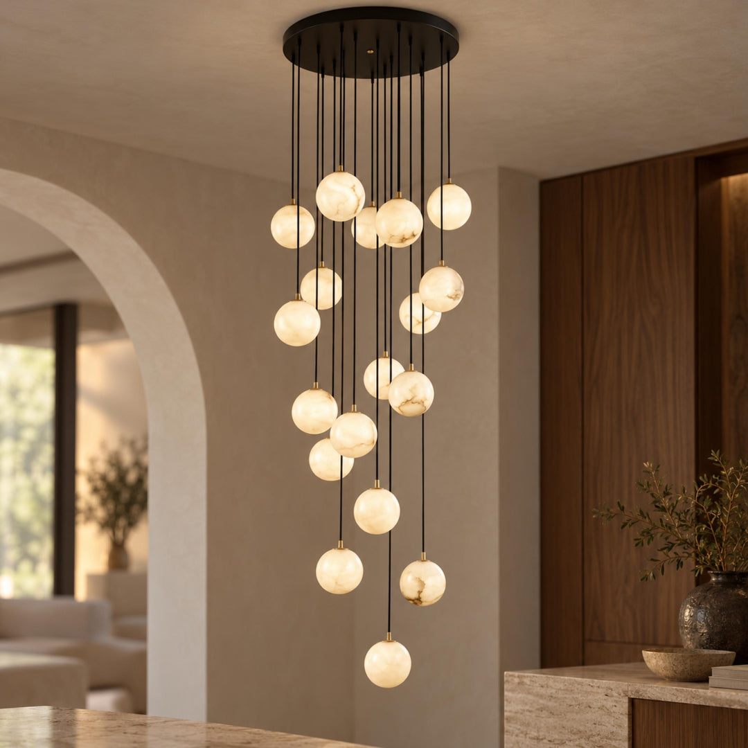 Modern Cluster Chandelier Light Wall Mounted Alabaster Glass LED Dimmable Fixture