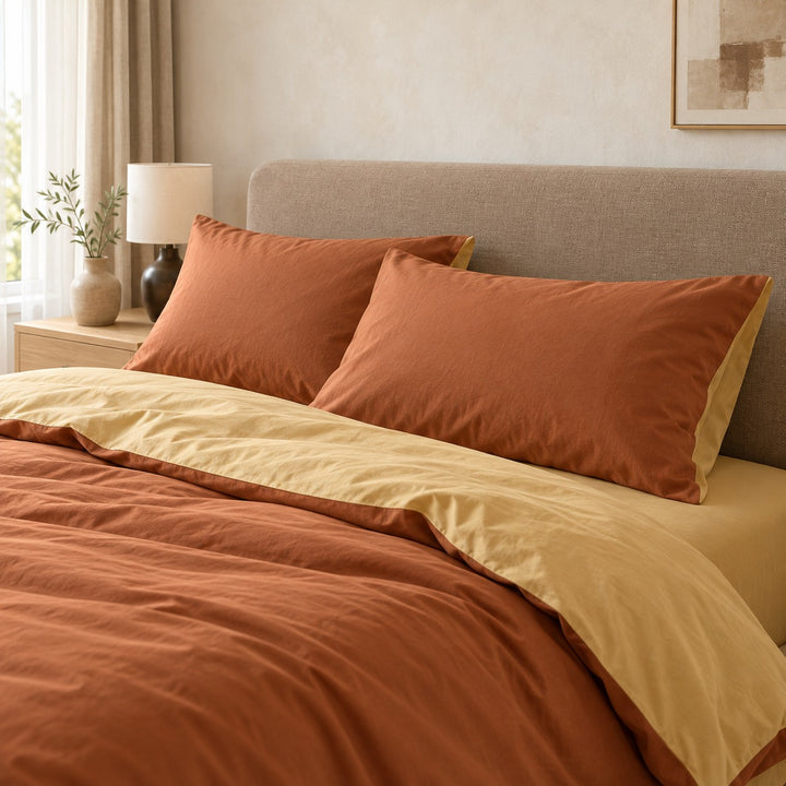 Reversible Bedding Set Cotton Jersey Knit Duvet Cover and Sheet Soft Breathable Lightweight