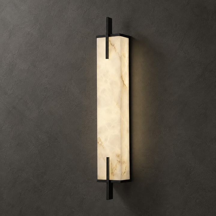 Modern Alabaster Wall Sconce Adjustable Copper Backplate Integrated LED Indoor Lighting