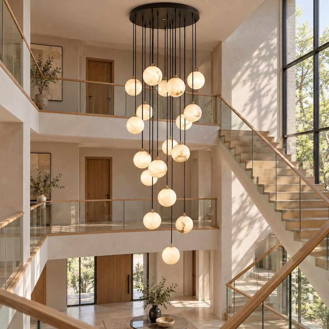 Modern Cluster Chandelier Light Wall Mounted Alabaster Glass LED Dimmable Fixture