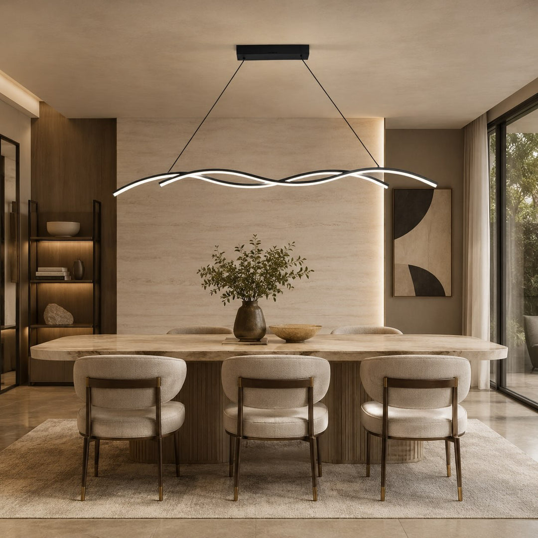Modern Black Pendant Light Hanging Aluminum Adjustable Dimmable LED for Kitchen Island