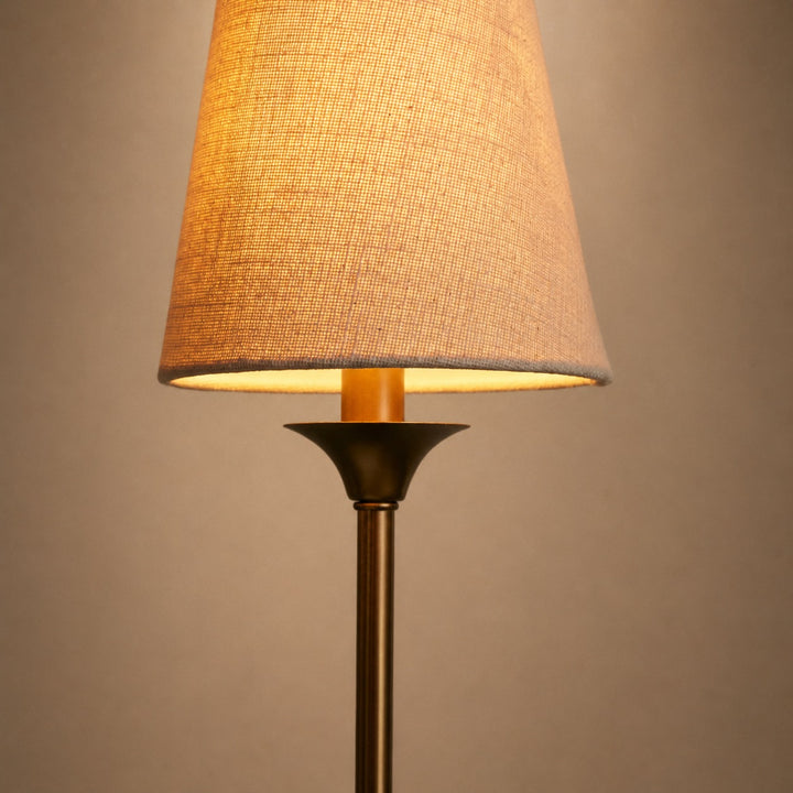 Large Round Chandelier with Off-White Shades – Brass or Bronze