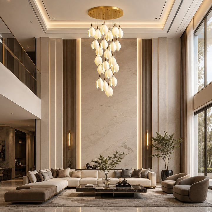 Modern Chandelier Ceiling Light Adjustable Hanging Metal and Ceramic LED Compatible 7 to 64 Lights