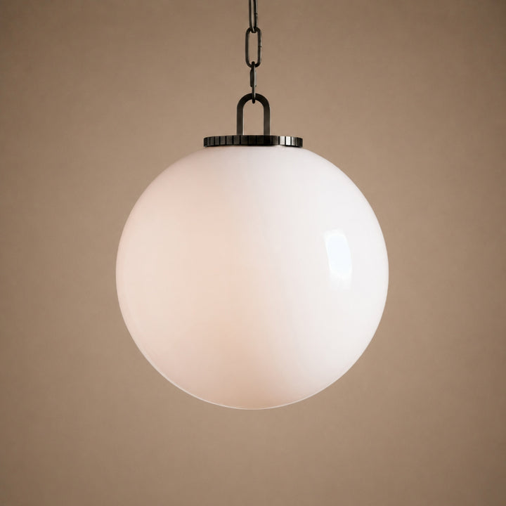 Modern Glass Globe Pendant Light with Chain – Brass or Bronze, Clear or Milk Glass