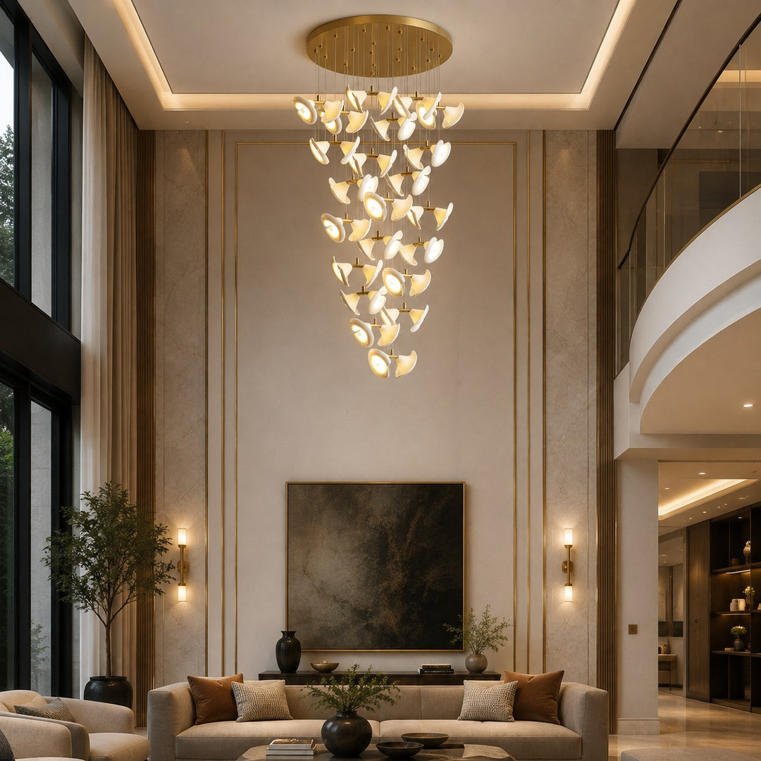 Modern Double Horn Chandelier Ceiling Light Iron and Ceramic Adjustable LED 14 to 128 Bulbs