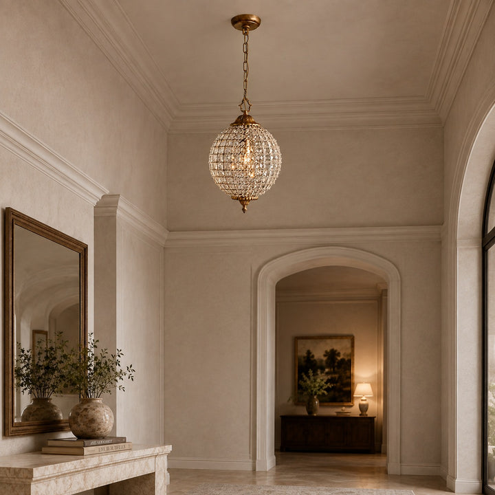 Antique Brass Crystal Round Chandelier – Small or Large Statement Ceiling Light