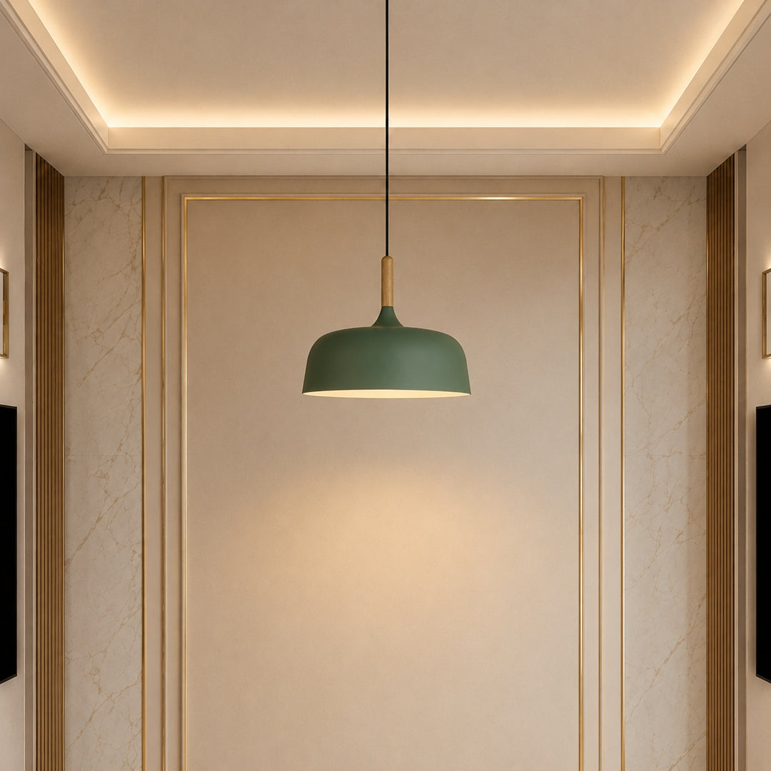 Modern Black Pendant Light Adjustable Hanging Lamp Zinc Alloy and Wood for Kitchen Pendant Lighting