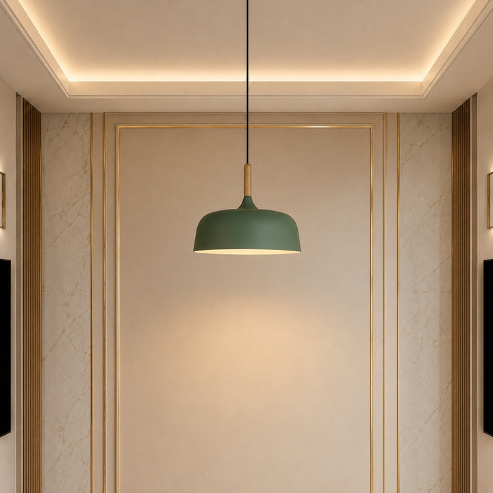 Modern Black Pendant Light Adjustable Hanging Lamp Zinc Alloy and Wood for Kitchen Pendant Lighting