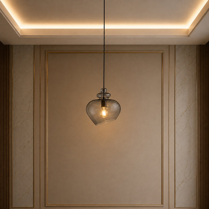 Modern Glass Pendant Light with Adjustable Metal Shade for Kitchen Pendant Lighting E26 Base
