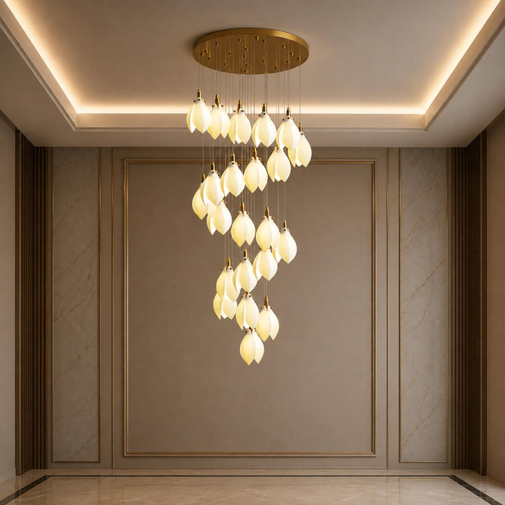 Modern Chandelier Ceiling Light Adjustable Hanging Metal and Ceramic LED Compatible 7 to 64 Lights