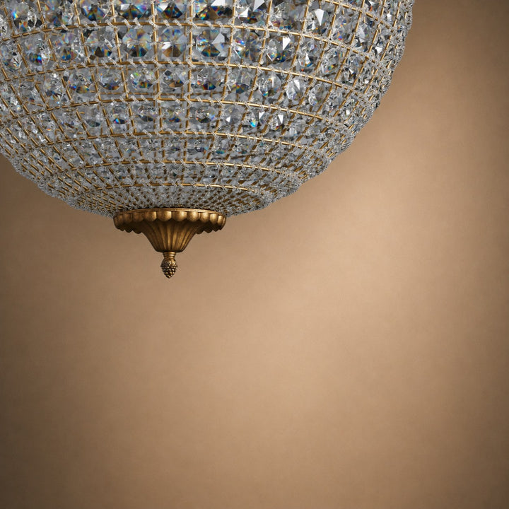 Antique Brass Crystal Round Chandelier – Small or Large Statement Ceiling Light
