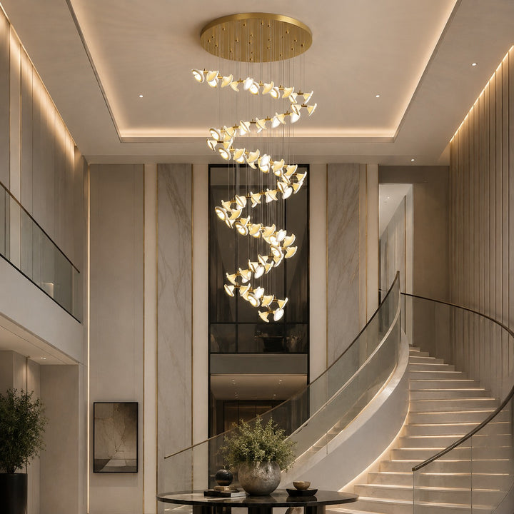 Modern Double Horn Chandelier Ceiling Light Iron and Ceramic Adjustable LED 14 to 128 Bulbs
