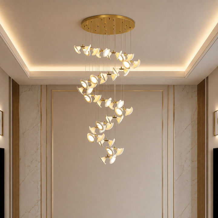 Modern Double Horn Chandelier Ceiling Light Iron and Ceramic Adjustable LED 14 to 128 Bulbs