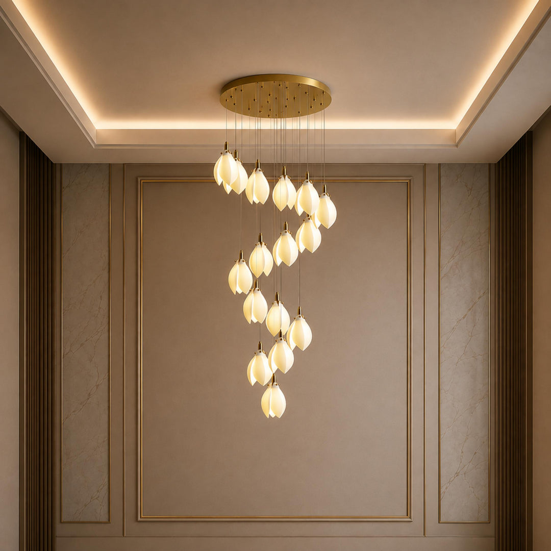 Modern Chandelier Ceiling Light Adjustable Hanging Metal and Ceramic LED Compatible 7 to 64 Lights