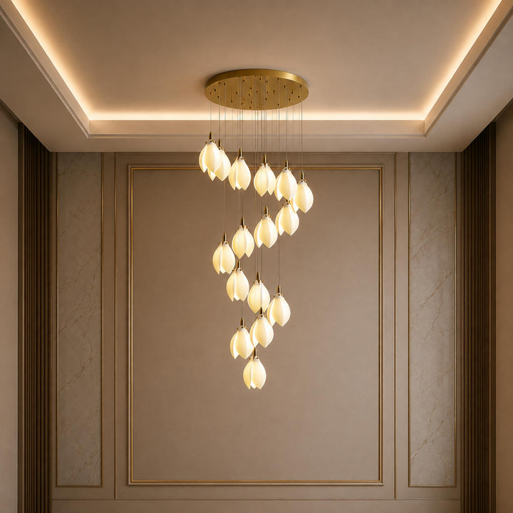 Modern Chandelier Ceiling Light Adjustable Hanging Metal and Ceramic LED Compatible 7 to 64 Lights