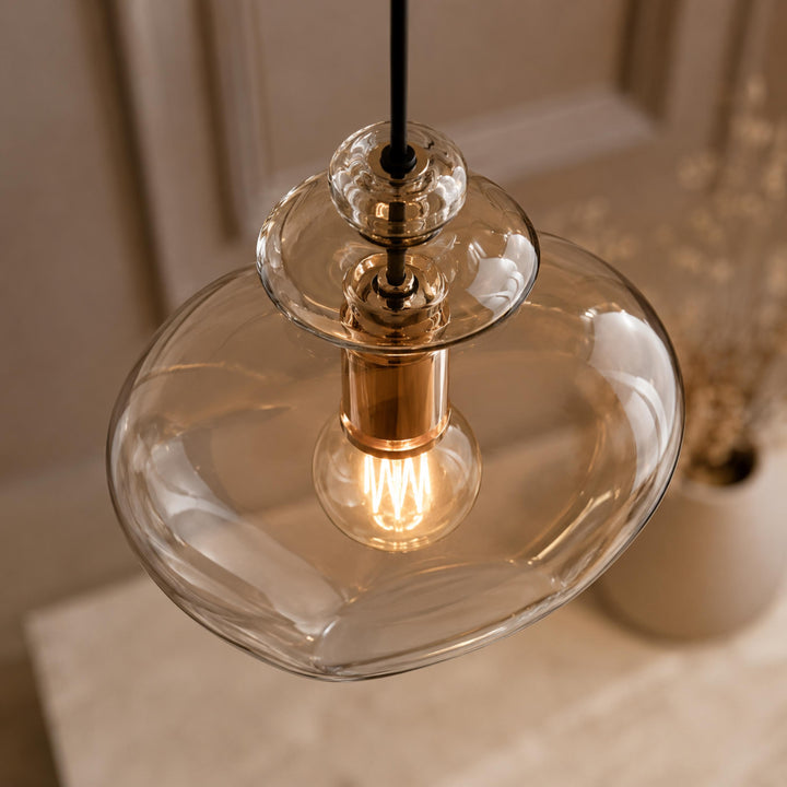 Modern Glass Pendant Light with Adjustable Metal Shade for Kitchen Pendant Lighting E26 Base