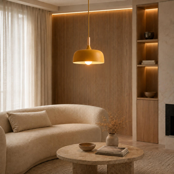 Modern Black Pendant Light Adjustable Hanging Lamp Zinc Alloy and Wood for Kitchen Pendant Lighting