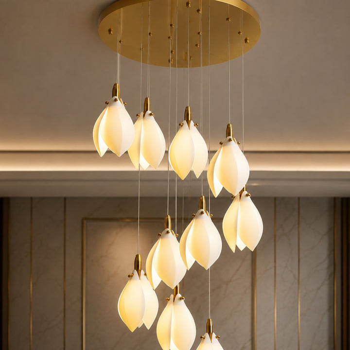 Modern Chandelier Ceiling Light Adjustable Hanging Metal and Ceramic LED Compatible 7 to 64 Lights