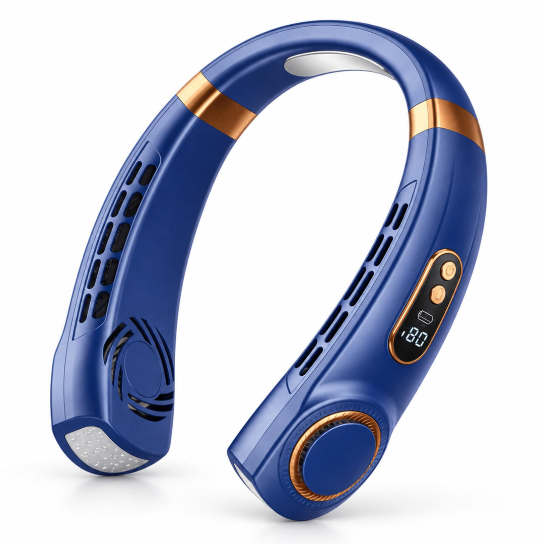 Portable Bladeless Neck Fan Hands-Free Cooling USB Rechargeable with Digital Display and 5 Speeds