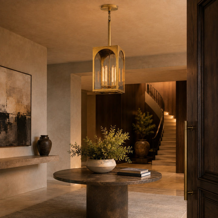 Brass & Black Outdoor Lantern Pendant Light – 18″ or 28″
