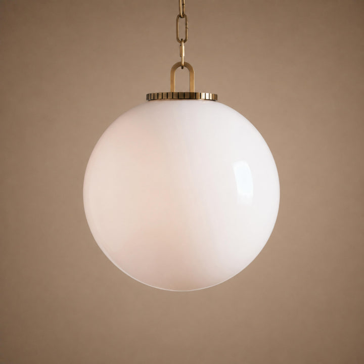 Modern Glass Globe Pendant Light with Chain – Brass or Bronze, Clear or Milk Glass