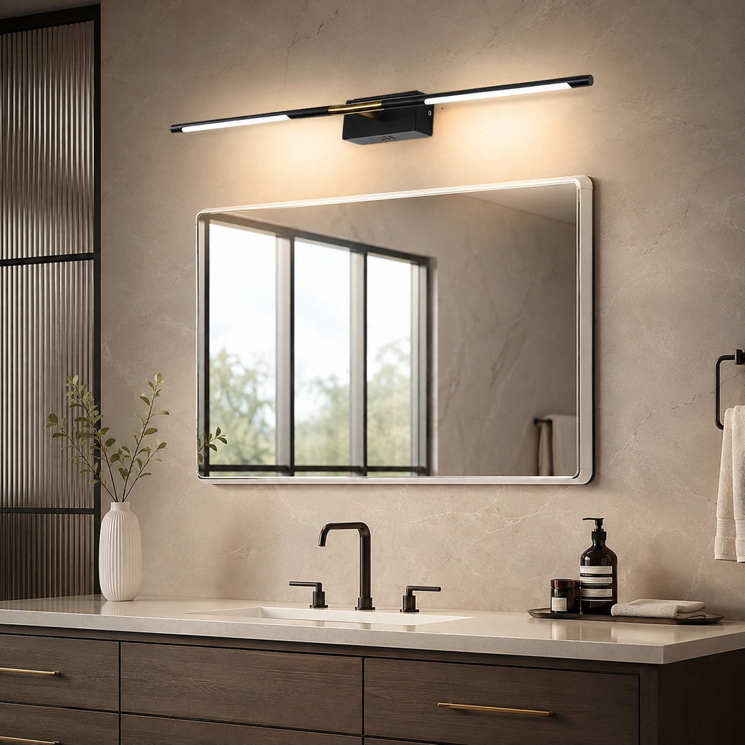 Modern Bathroom Vanity Light Bar Wall Mounted Black Acrylic LED Fixture Dimmable 6W 110V